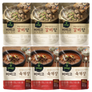 [비비고] 육개장 500g x 3팩 + 갈비탕 400g x 3팩, 3개