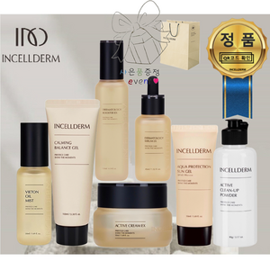 [정품아닐시 1000%보상 INCELLDERM] 인셀덤 7종 부스터 세럼 크림 카밍젤 미스트 파우더 선크림 (예쁜거울+종이가방) 당일발송 원빈화장품 약산성, 1개
