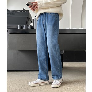 포시즌 세미와이드 밴딩 데님팬츠