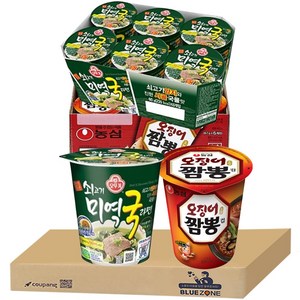 블루존 오징어짬뽕 소컵라면 67g (6입)+쇠고기미역국 소컵라면 60g (6입)