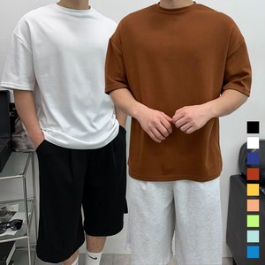 [L~5XL] 비침없는 빅사이즈 반팔 무지 오버핏 티셔츠 분또 어깨넓어보이는