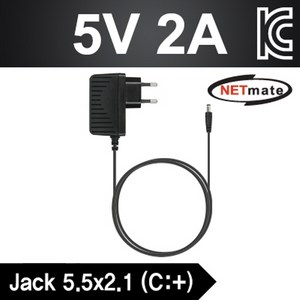 넷메이트 DC 5V 2A SMPS 어댑터 NMX-P5251A 5.5 x 2.1 mm, 혼합색상, 1개