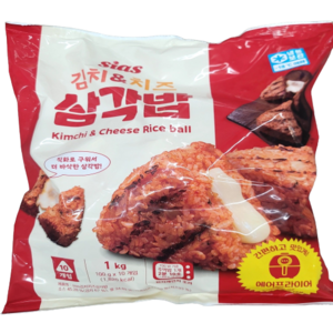 시아스 김치 앤 치즈 삼각밥1kg(100gX10개) 아이스박스+_아이스팩/단품/애들간식/코스트코 빅마켓, 100g, 10개