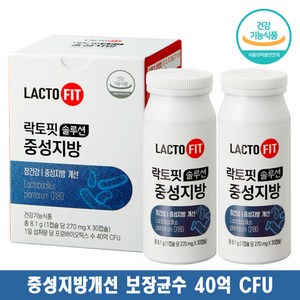 종근당 락토핏 솔루션 중성지방 유산균 락토바실러스 플란타럼 Q180 장용성 캡슐, 구성선택, 30캡슐X2박스_2개월분, 2개, 30정