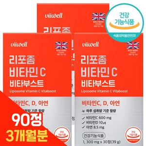 비웰 리포좀 비타민C 식약청인증 HACCP 리포조말 리포솜, 3개월, 3개, 30정