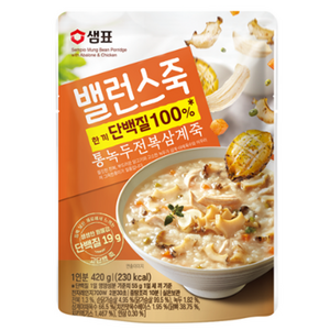 샘표 밸런스죽 통녹두 전복 삼계죽, 420g, 2개