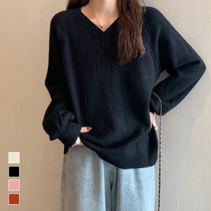 핏몬 여성 포근 브이넥 니트 봄 가을 베이직 스웨터