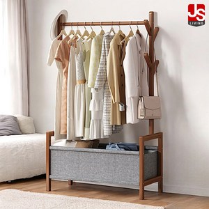 JS리빙 스탠드 원목 행거 미용실 카페 보조 옷걸이 수납 바지 정리함 옷 보관함 침실 안방 옷장 옷방 정리 간이 수납장 드레스룸 걸이 [MD: 795_78GHklq2561]