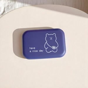 샤엘 곰돌이 휴대용 렌즈케이스, 4개, 블루