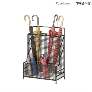 CuteQueen 귀여운여왕 우산꽂이 수납선반 가정용 업소용 우산 수납통 문 앞에 신기 거치대 우산꽂이, 블랙, 1개