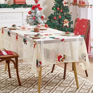 크리스마스 용품 레이스 자수 크리스마스 식탁보 뉴타임즈 Chistmas tablecloth, 140*100, 산타클로스A, 1개