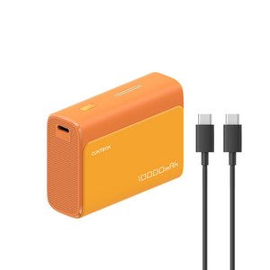 CUKTECH 쿡테크 미니 포켓 보조배터리 30W 고속 충전 보조배터리 10000mAh+C타입 고속 충전 케이블 세트, 오렌지