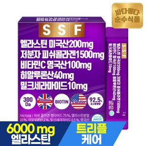 순수식품 먹는 엘라스틴 30포 x 1박스 저분자 콜라겐 히알루론산, 60g, 1개