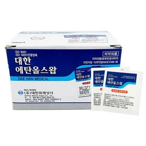 대한 알콜스왑 개별포장 1회용 소독솜, 2개, 100매입