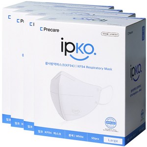 입코 KF94 방역마스크 새부리형 대형 50매, 50개입, 4개, 흰색