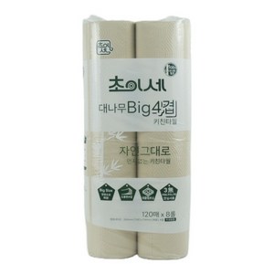 대나무 4겹 대용량 Bamboo Big 키친타올 120매, 1팩, 8롤