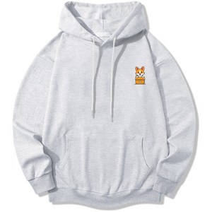 일루소 로고 웰시코기 소프트 특양면 후드티