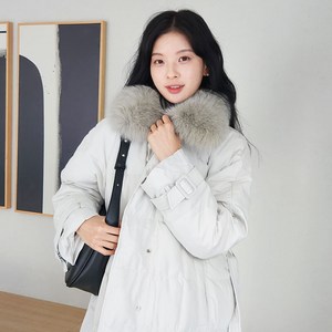리얼 폭스퍼 롱패딩 오리털 100 덕다운 코트 겨울 점퍼 [유델]