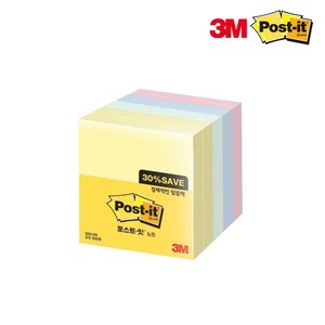 쓰리엠 포스트잇 알뜰팩 76 x 76 mm 654-5A 500매, 노랑, 애플민트, 크림블루, 러블리핑크, 1개