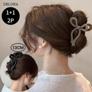 델로나 완벽고정 13cm 빅사이즈 여성 리본 집게핀 1+1 2P