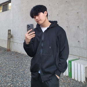 디센도 남녀공용 기모 후드집업 오버핏 무지 투웨이