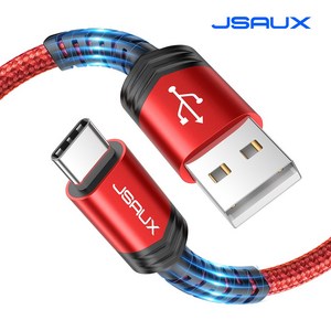 JSAUX 1+1 USBA to C 타입 고속 충전케이블 USB 2.0, 2개입, 레드, 2m