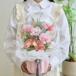 [무료레터링] 카네이션 꽃풍선 LED 레터링 풍선 어버이날 스승의날 선물 부모님 선생님 어린이집 행사 생신 단체, 미니 카네이션 핑크, LED 조명 추가안함, 쇼핑백 추가안함