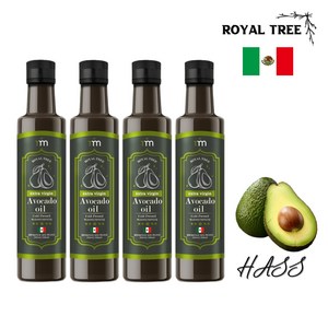 로얄트리 멕시코 최고급 HASS품종 아보카도오일 100% 엑스트라버진 냉압착추출, 4개, 250ml