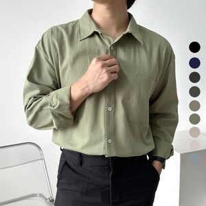 엘엑스티 남성용 내추럴 트윌 골지 루즈핏 두꺼운 긴팔 셔츠