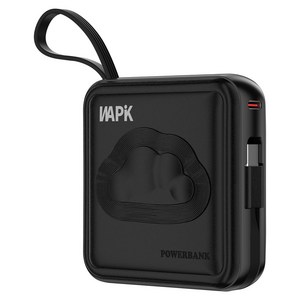WAPIK 초소형 미니 고속충전 보조배터리 M2 PD 22.5W 10000mAh, 블랙