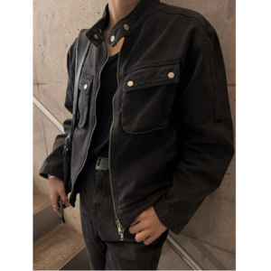 Cargo biker denim jacket