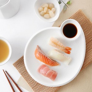 리빙안 트윈 만두 초밥 회 소스 나눔 접시, 원형, 1개