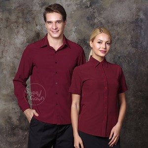 자주색 스판 반팔 셔츠 / 서빙 위생 유니폼 식당 레스토랑 카페 호텔 호텔리어 상조유니폼 상조회사 바리스타 카페 커피숍 커피