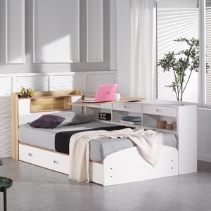 아이린 트리플 수납 슈퍼싱글 침대+매트리스, 혼합색상