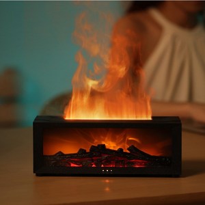 탁사용 벽난로 불멍 무드등 가습기, 블랙