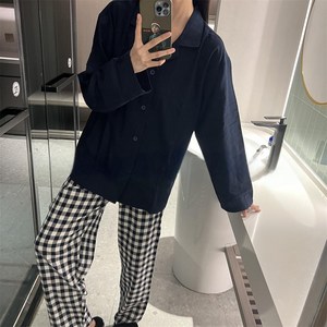 수면잠옷 긴팔 순면 남여공용 잠옷 파자마 세트