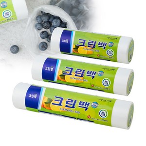 크린랲 크린롤백 200매X3개 미니+중+대+수세미, 1세트, 혼합, 200개입