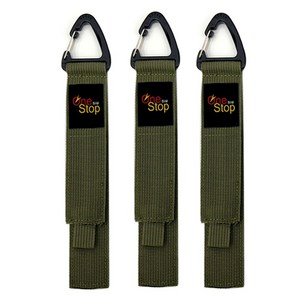 원스탑 캠핑용 벨크로 카라비너 전선정리 스트랩 행어고리 SEU-TK25, 3개, 카키