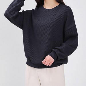 여성용 데일리 라운드 니트 맨투맨