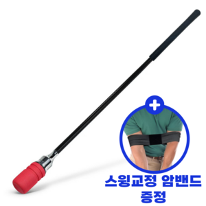 맥시멈 골프스윙연습기 + 교정 암밴드, 1개, 레드