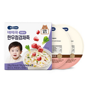 베베쿡 후기 한우청경채죽 실온이유식 2p, 혼합맛(한우/청경채), 220g, 4개