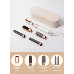 LUXX 럭스 에어프로 헤어스타일러 볼륨브러시 멀티 드라이어 고데기 드라이 세트, 5 in 1 헤어스타일러(화이트)+사은품