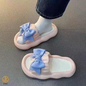 김엔강 구름리본 슬리퍼, 1개, 블루