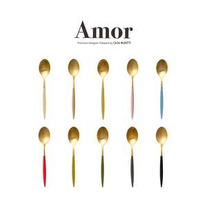 까사무띠 아모르 커트러리 양식기 디저트스푼 골드, 핑크, 1개