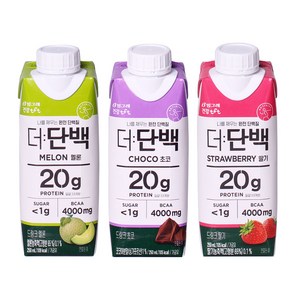 빙그레 더단백 드링크 250ml 3종 기획(초코 딸기 메론), 18개