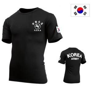 쿨론 백마 로카 코리아 아미 블랙 반팔 ROKA KOREA ARMY 밀리터리 군인 군대 군용 기능성 메쉬 티셔츠