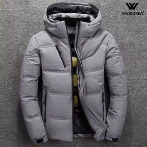 지퍼 배색 후드 탈부착 숏 패딩 점퍼 남자 남성 겨울 WI038P