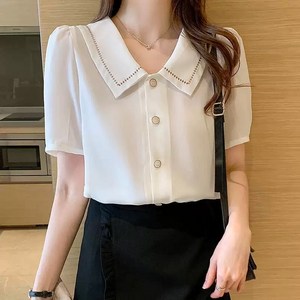 Lakin 여성 반팔 베이직 시폰 셔츠