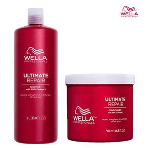 Wella Ultimate Repai 웰라 얼티메이트 리페어 샴푸 1000ml + 컨디셔너 500ml 세트, 1개