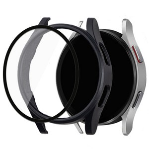 모할랩 갤럭시워치5 호환 강화유리형 하드커버 일체형 하드 케이스, 01 블랙